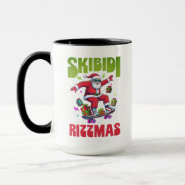 Caneca Skibidi Rizzmas Santa on his Skate
