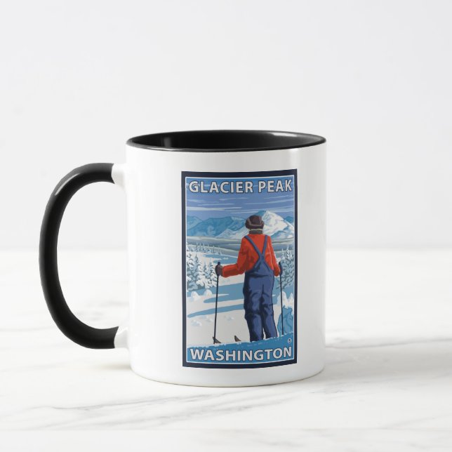Caneca Skier Adminning - Glacier Peak, Washington (Esquerda)