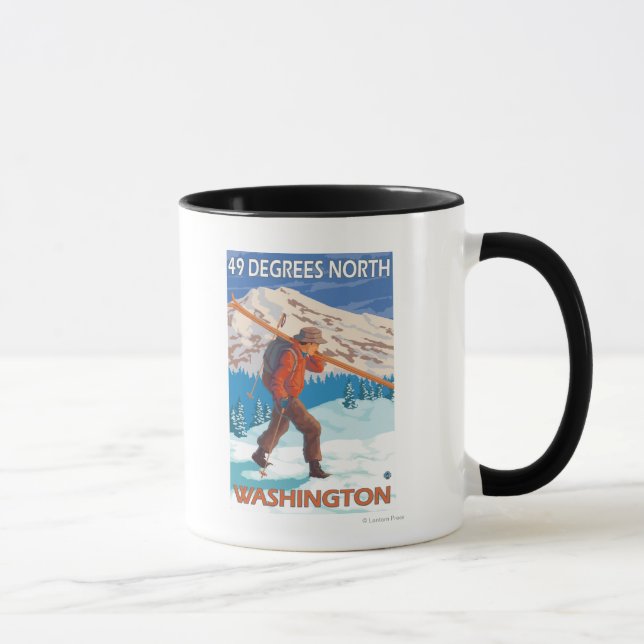 Caneca Skier Carregando agora Skis - 49° Norte, (Direita)