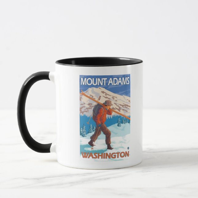 Caneca Skier Carregando agora Skis - Monte Adams, WA (Esquerda)