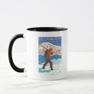 Caneca Skier Carregando Snow Skis - Montana