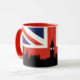Caneca Skyline   de Londres a bandeira britânica