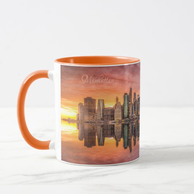 Caneca Skyline de Nova Iorque de Texto Personalizado (Esquerda)
