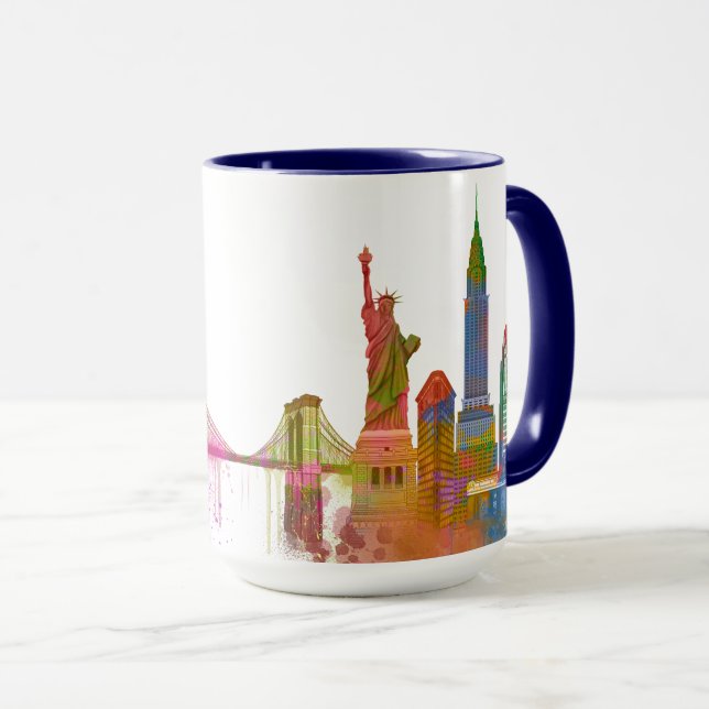Caneca Skyline de Nova York - Arco-íris (Frente Esquerda)