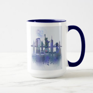 Caneca Skyline de Nova York - Azul-Cria