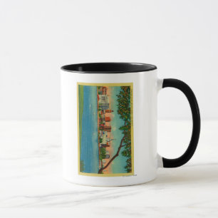 Caneca Skyline de Oakland através do lago Merritt