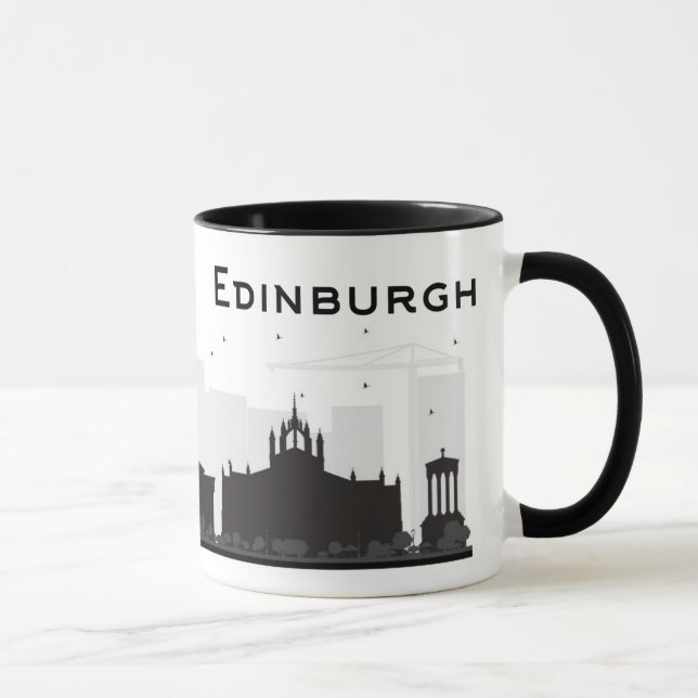 Caneca Skyline preto e branco de Edimburgo Scotland | (Direita)