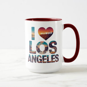 Caneca Skyline Sunset e Tipografia de Hollywood em Los An