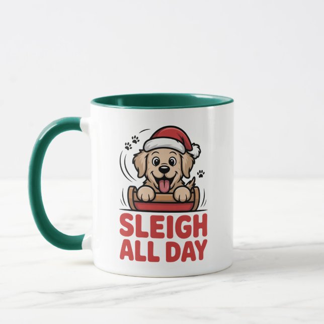 Caneca Sleigh All Day Joyful Retriever Christmas (Esquerda)