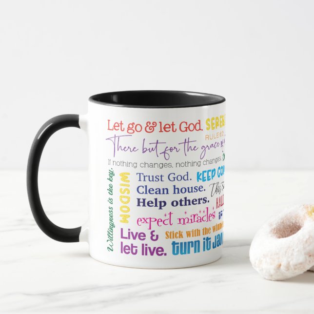 Caneca Slogans Mug de recuperação em 12 etapas (Com Donut)