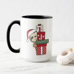 Caneca Sloth Christmas Gift Winter loths<br><div class="desc">Feliz Natal. A preguiça do Natal como uma saudação de Natal. Animais engraçados com presentes para as férias. Uma doce saudação de Natal. As preguiças são animais bonitos e perfeitos para o Natal.</div>