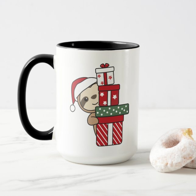 Caneca Sloth Christmas Gift Winter loths (Com Donut)