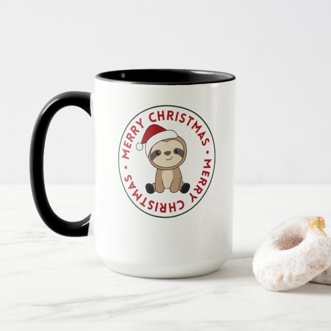 Caneca Sloth Christmas Snow Winter Animals Sloths (Com Donut)
