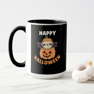 Caneca Sloth Happy Halloween Pumpkin Bat Costume