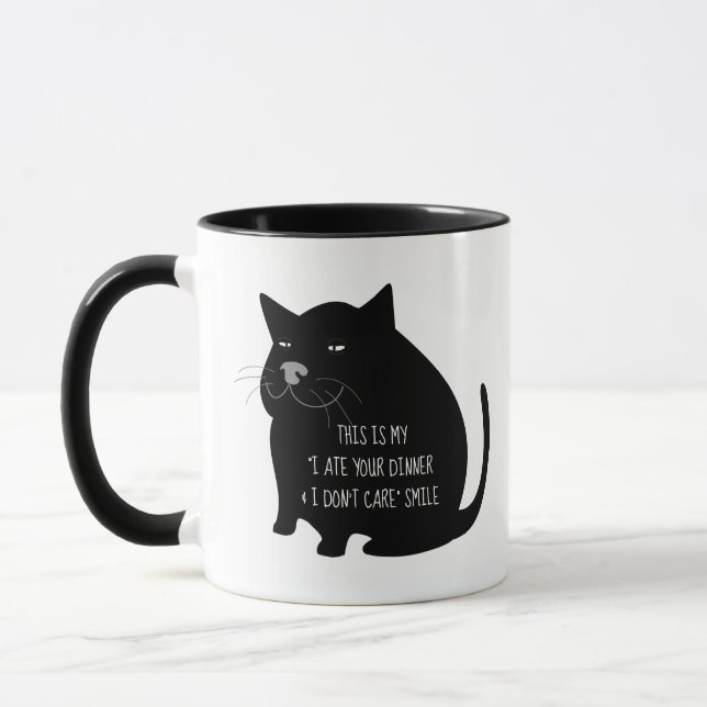 Caneca Smug Fat Black Cat Funny Quote (Esquerda)