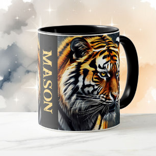 Caneca Snarling Tiger Personalize Nome Presente Café
