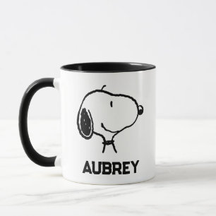 Caneca Snoopy Smile Giggle Laugh   Adicione seu nome