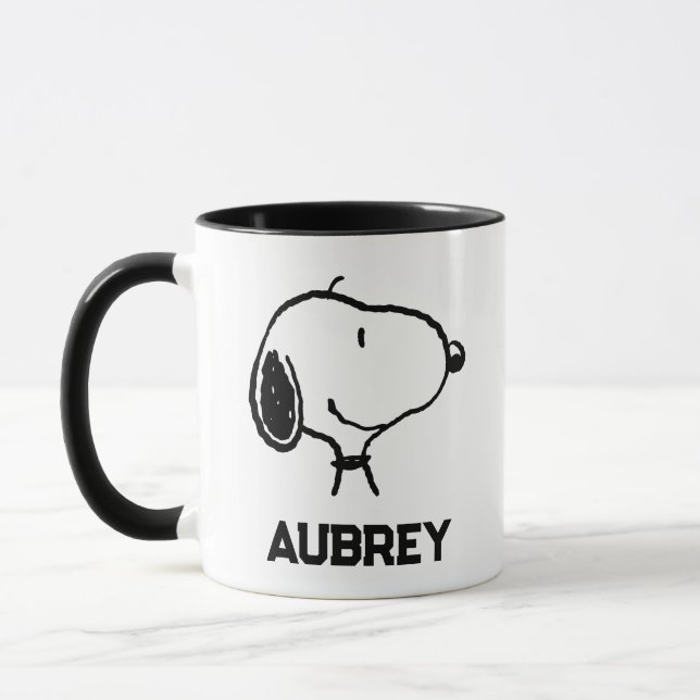 Caneca Snoopy Smile Giggle Laugh | Adicione seu nome (Esquerda)
