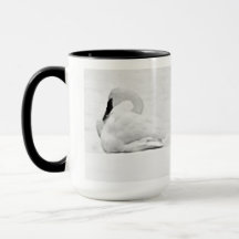 Snow Swans Black and White Mug