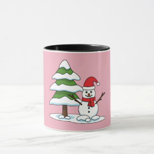 Caneca Snowman com Snowy Pine Tree