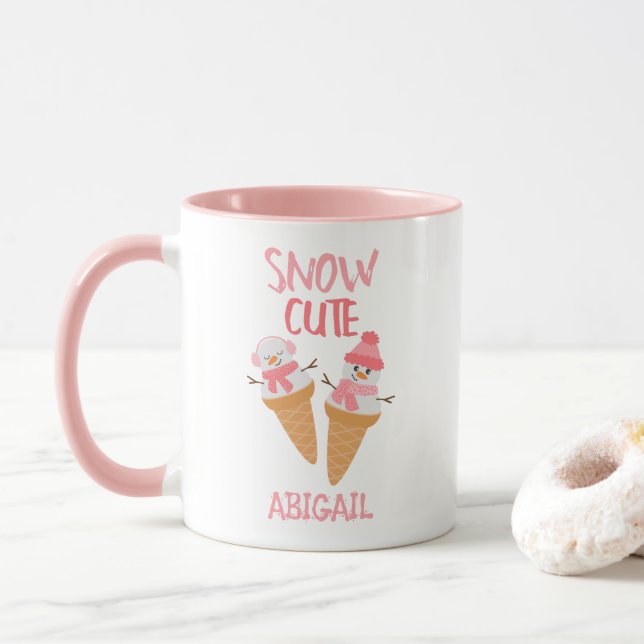 Caneca Snowman Cute Snowman Cone Winter (Com Donut)
