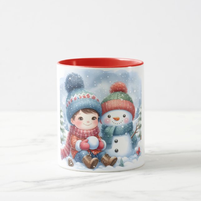 Caneca Snowman e Amigos Crianças Caça de Natal (Centro)