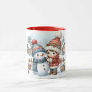 Caneca Snowman e Amigos Crianças Caça de Natal