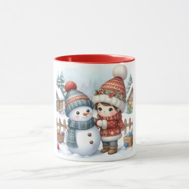 Caneca Snowman e Amigos Crianças Caça de Natal (Centro)