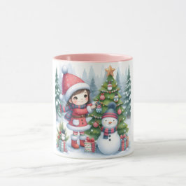 Caneca Snowman e Amigos Crianças Caça de Natal