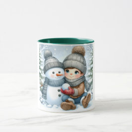 Caneca Snowman e Amigos Crianças Caça de Natal