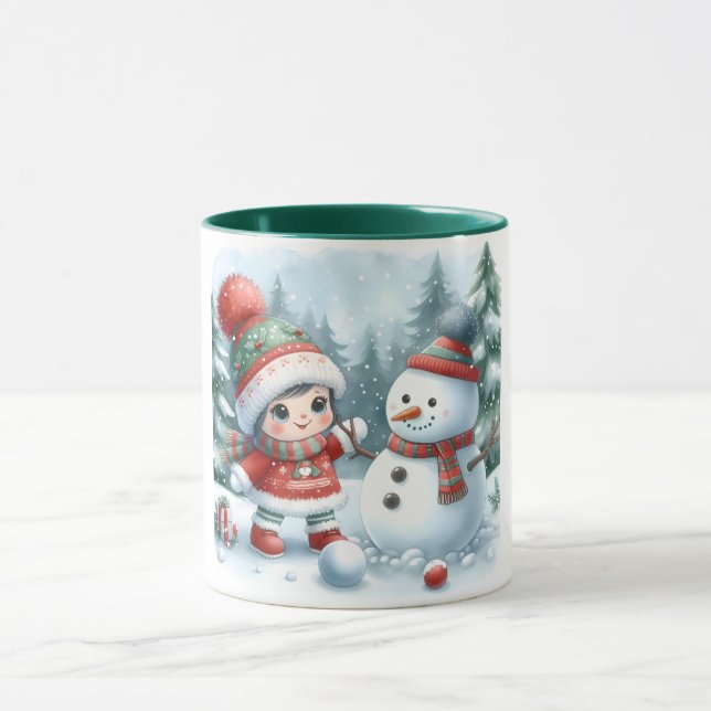Caneca Snowman e Amigos Crianças Caça de Natal (Centro)