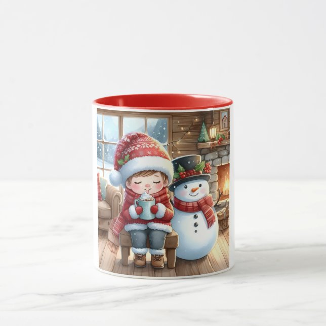Caneca Snowman e Amigos Crianças Caça de Natal (Centro)