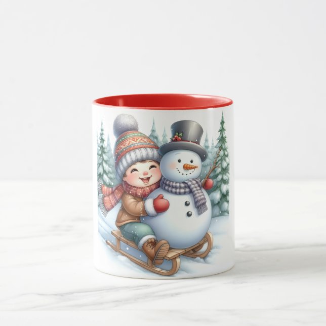 Caneca Snowman e Amigos Crianças Caça de Natal (Centro)