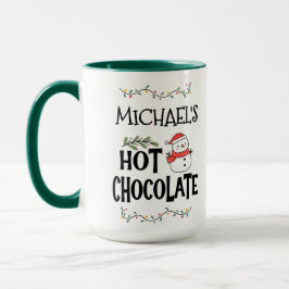 Caneca Snowman e nome personalizado de Natal com chocolat