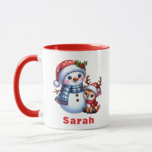 Caneca Snowman Personalizado e Reindeer Amigos Natal