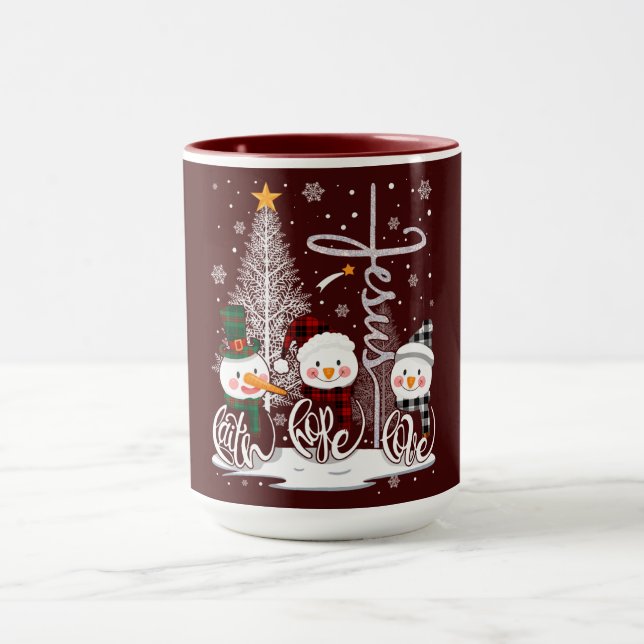 Caneca Snowmen and Tree of Light with the Name of Jesus (Centro)