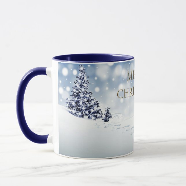 Caneca Snowy Forest Red Fox Contemporâneo Feliz Natal (Esquerda)