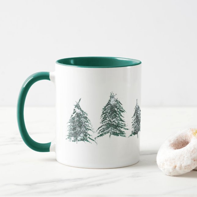 Caneca Snowy Pine Trees Mug (Com Donut)
