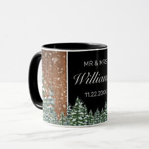 Caneca Snowy Wood & Forest Black Pine Casamento Sr. Sra.