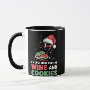 Caneca Só estou aqui para o Natal do Vinho e das Cookies