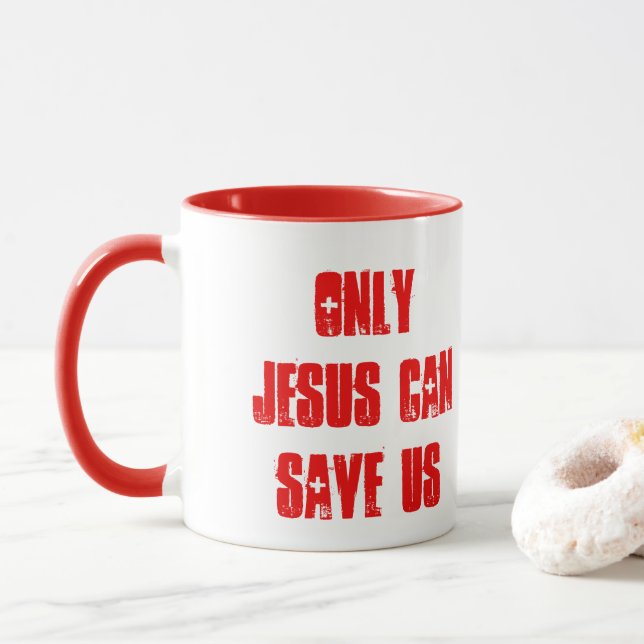 Caneca Só Jesus Pode Nos Salvar Mensagem Cristã (Com Donut)
