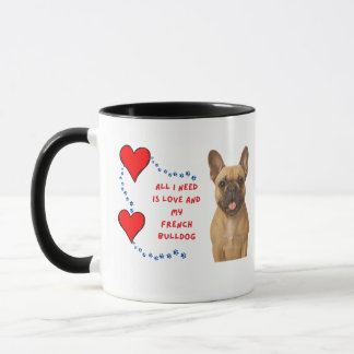 Caneca ☕ 💕 Só Preciso De Amor E Meu Bulldog Francês 🍵 �