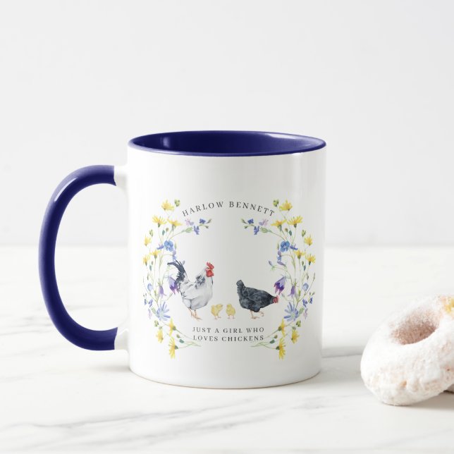 Caneca Só uma garota que ama frango | Monograma (Com Donut)