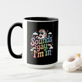 Caneca Soa gay, estou no unicórnio arco-íris do orgulho L