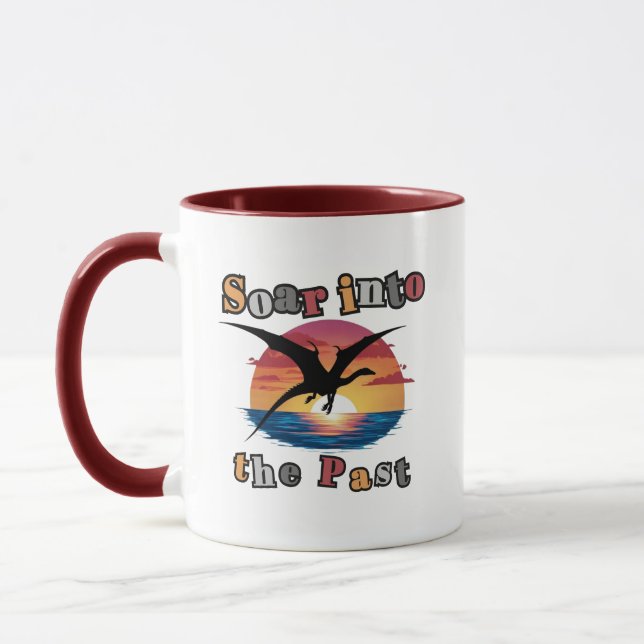 Caneca Soar No Passado - Silhueta Pterosaur Sunset (Esquerda)