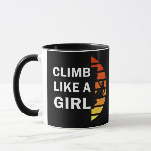 Caneca Sobe como uma mulher escalando rochas