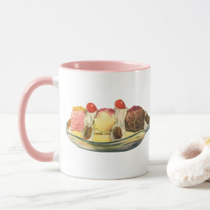 Caneca Sobremesas de comida vintage, cerejas de banana sp