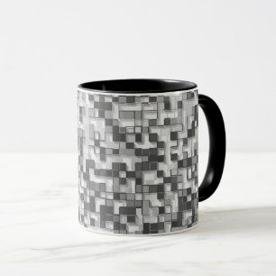 Caneca Sobreposição de pequenos quadrados em tons de ci