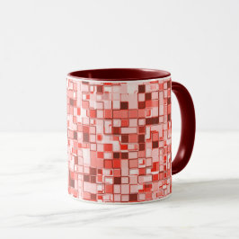 Caneca Sobreposição de pequenos quadrados, tons de coral