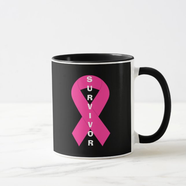 Caneca Sobrevivência rosa da fita de consciência do Cance (Direita)